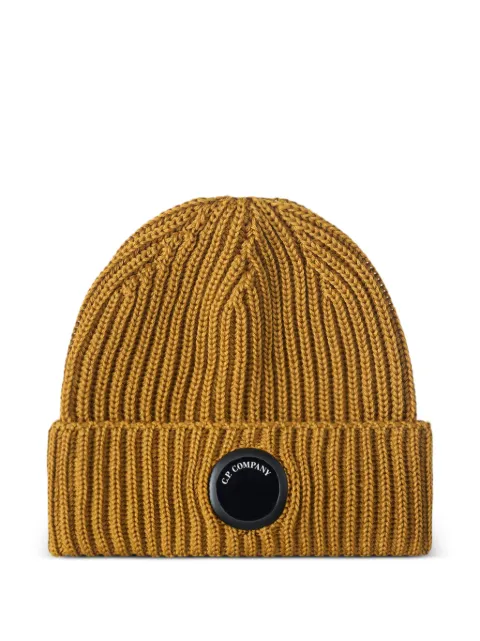 C.P. Company Goggle-detail ribbed beanie hat Yellow 21CMAC739A005509A232