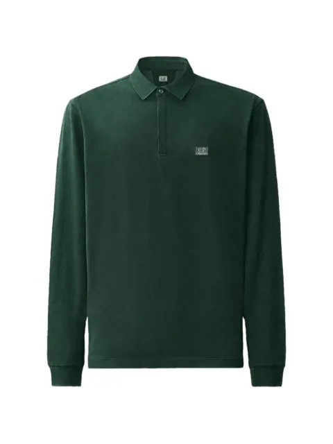C.P. Company stretch piquet long sleeve one-button polo Green 21CMPL154A005263W697