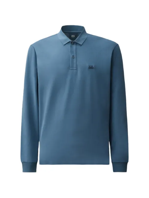 C.P. Company logo-patch long-sleeve polo shirt Blue 21CMPL155A005263W871