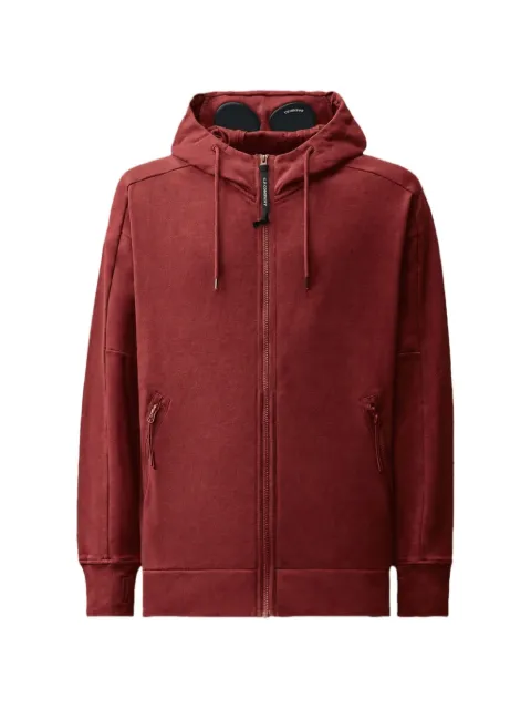 C.P. Company diagonal raised fleece Goggle zip sweatshirt Red 21CMSS715A005086W592