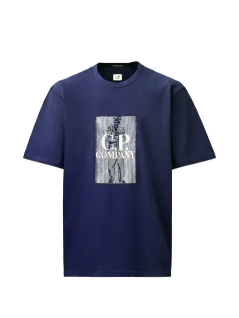 C.P. Company 30/2 mercerized jersey twisted short sleeve chest logo T-shirt Blue 21CMTS158A110580W880