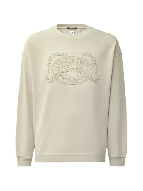 C.P. Company logo-embroidered long-sleeve sweatshirt Neutrals 21CMTS162A005697G120