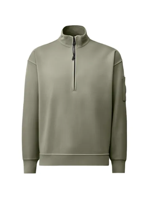 C.P. Company Lens-detail quarter-zip sweatshirt Green 21CMSS020A006372M950