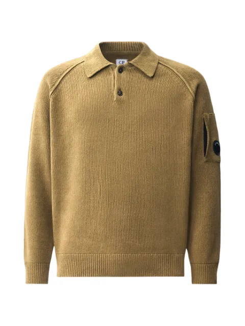 C.P. Company Lens-detail rib-knit polo shirt Yellow 21CMKN198A005558G340