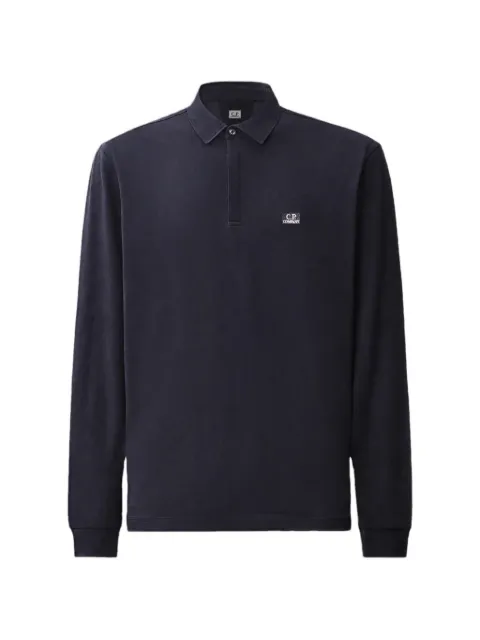 C.P. Company stretch piquet long sleeve one-button polo Blue 21CMPL154A005263W