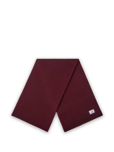 C.P. Company ribbed-knit logo-patch scarf Red 21CMAC140A005509A592