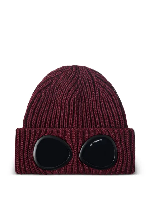 C.P. Company Goggle ribbed-knit beanie hat Red 21CMAC742A005509A592