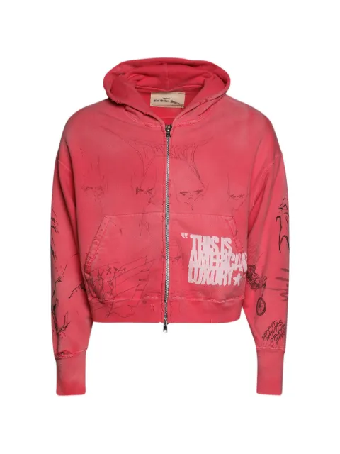 SEKRIT Time Capsule zip-up hoodie Red SS26SEKHD03