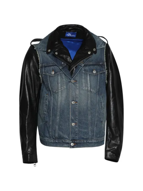 MARKING DISTANCE Bikerclub layered-effect jacket Blue MD6SMJ03APPE244999