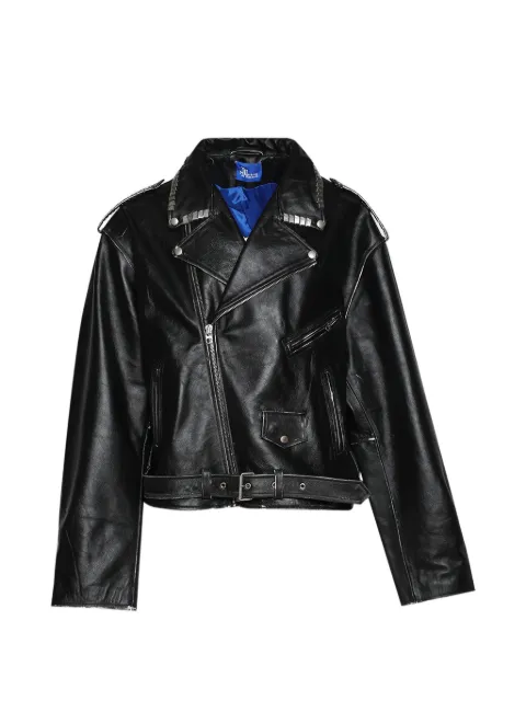 MARKING DISTANCE zipped leather jacket Black MD6SMJ04BPPE244996