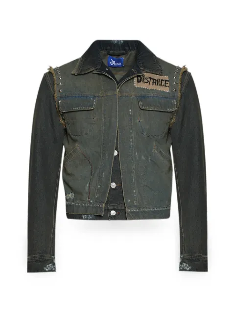 MARKING DISTANCE stud-embellished layered denim jacket Blue MD6SMJ07APTE010571