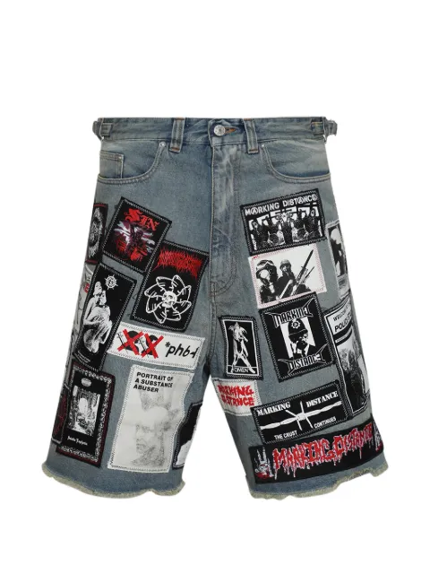 MARKING DISTANCE patch-detail denim shorts Blue MD6SMT11APTE010423