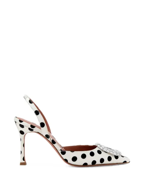 Amina Muaddi Camelia polka-dot crystal-embellished pumps White SB009090T017MU009