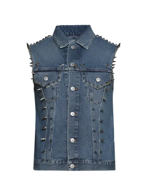 MARKING DISTANCE spike-embellished denim vest Blue MD6SMV03APTE010427