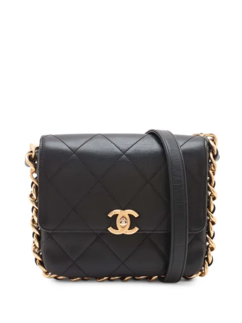 CHANEL Pre-Owned 2021-2026 Small Quilted Calfskin Framing Chain Flap crossbody bag Black 2G0VVTVYXLPSWCEE