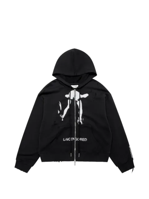 matieres fecales Cul graphic-print distressed hoodie Black MAT02T020