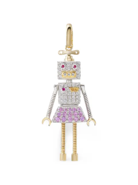 Mio Harutaka diamond and pink sapphire robot charm Silver MHPHRBTD