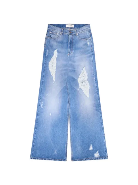 matieres fecales distressed wide-leg jeans Blue MAT02P004