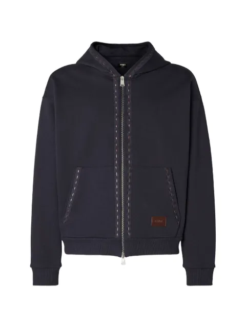 FENDI whipstitch-trim hoodie Blue FY1360AUPB