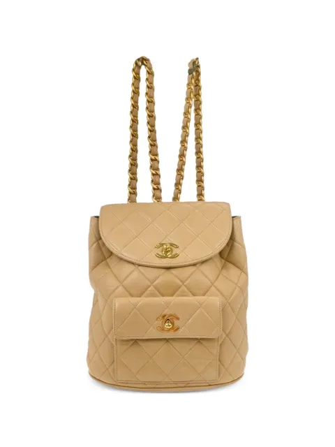 CHANEL Pre-Owned 1994-1996 Duma quilted backpack Neutrals 187380