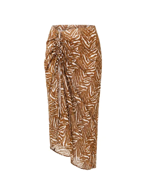 Nicholas Lia midi skirt w/ ruched slit Brown S26S0769PS