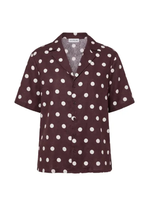 Nicholas Sonora shirt espresso ivory polka-dot Brown S26T1921LB