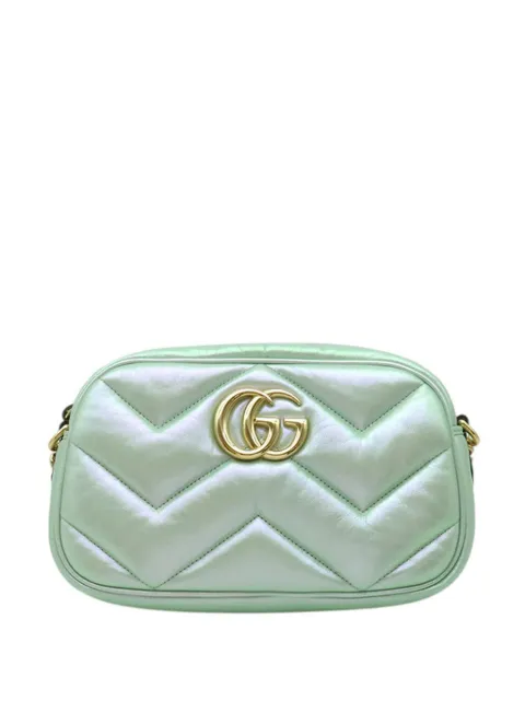 Gucci Pre-Owned 2016-2026 Small GG Marmont Matelasse Iridescent Nappa crossbody bag Green ZZ5GJO7OLT38H81K