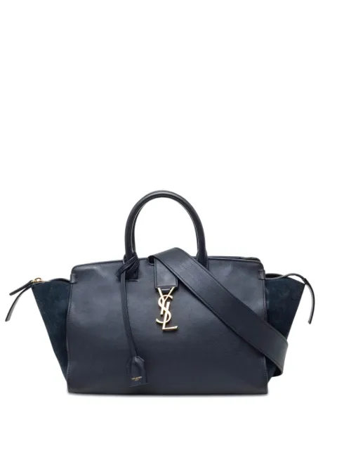 Saint Laurent Pre-Owned 2016 Small Suede Trimmed Calfskin Downtown Cabas satchel Blue MZSTY6962PBORSN7