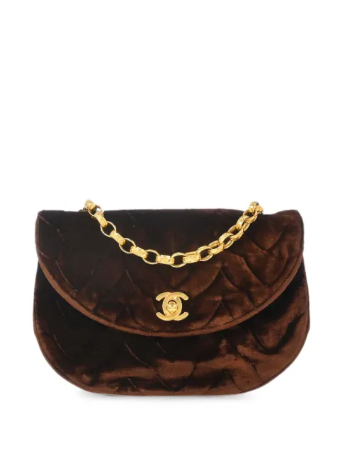 CHANEL Pre-Owned 1992 chevron-quilted chain shoulder bag Brown 187494