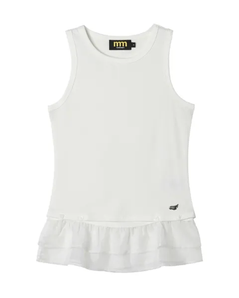 Mini Cream ruffled-trim sleeveless top White 6UM656A