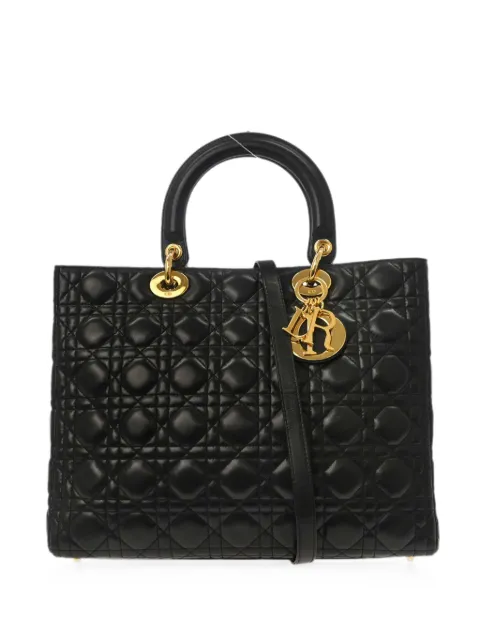 Christian Dior Pre-Owned 2000 large Lady Dior Cannage tote bag Black 187377