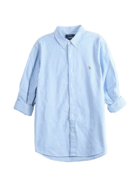 Polo Ralph Lauren vertical-stripe embroidered-logo shirt Blue 710B14247002