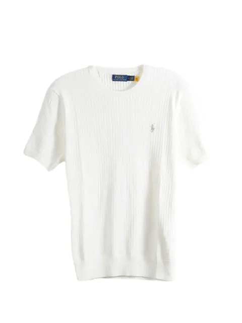 Polo Ralph Lauren ribbed-knit logo-embroidered T-shirt White 710B13892007