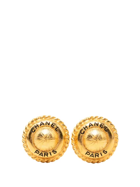 CHANEL Pre-Owned 1995 Gold Plated Logo Round Clip On Earrings costume earrings Gold Z233IZ39RN7GBO03