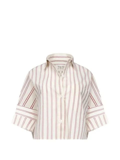 TWP stripe-pattern cropped shirt White 51604W878WWI
