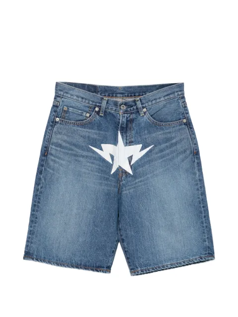 A BATHING APE® star-print denim shorts Blue 001DSM301001M