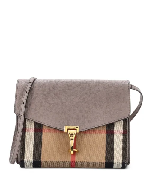 Burberry Pre-Owned Macken Leather and House Check Canvas Small crossbody bag Neutrals GZGS79CSWGTQSK75