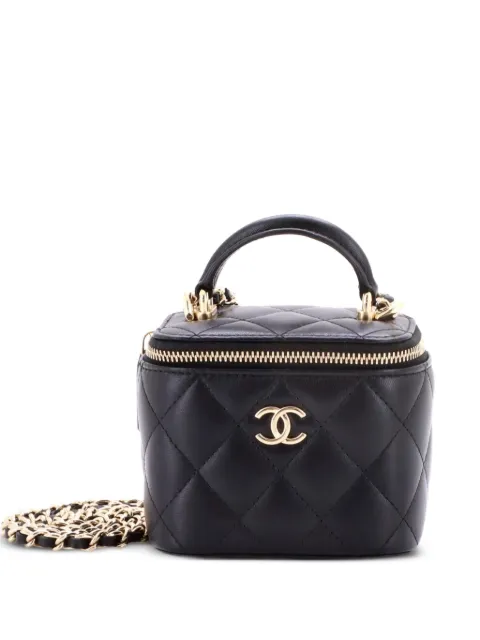 CHANEL Pre-Owned Classic Top Handle Vanity Case with Chain Quilted Lambskin Mini crossbody bag Black PYC2NMFL93VTDKF9