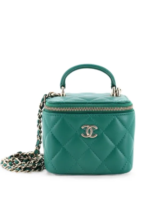 CHANEL Pre-Owned Classic Top Handle Vanity Case with Chain Quilted Lambskin Mini crossbody bag Green PLFC0T1BNJE0QTRS