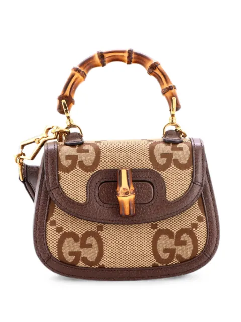 Gucci Pre-Owned Bamboo 1947 Top Handle Bag Jumbo GG Canvas Mini crossbody bag Brown L5CHUFWJLBFC5QQL