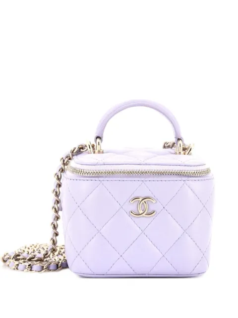 CHANEL Pre-Owned Classic Top Handle Vanity Case with Chain Quilted Lambskin Mini crossbody bag Purple 7JW2O9Q18LCWG56W