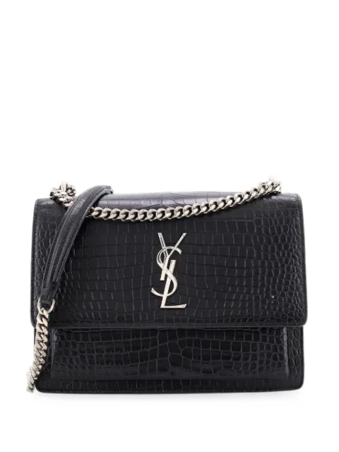 Saint Laurent Pre-Owned Sunset Crocodile Embossed Leather Medium crossbody bag Black 5PPNQPNAAOMYSELL