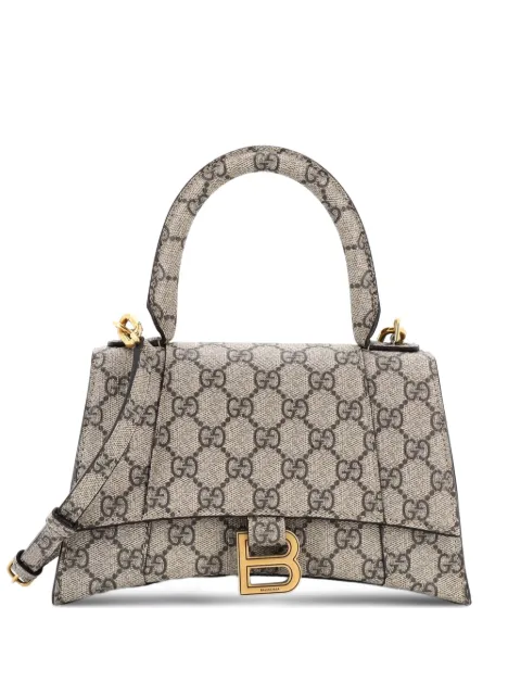 Gucci Pre-Owned x Balenciaga The Hacker Project Hourglass Top Handle Bag GG Coated Canvas Small shoulder bag Brown 0PKEATHTLK4UUASK
