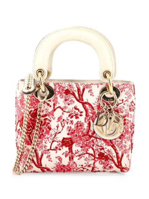 Christian Dior Pre-Owned Lady Dior Chain Bag Embroidered Calfskin Mini satchel Red WPJ6T2LAFZJLANZJ