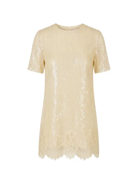 Monse sequin-embellished lace-trim mini dress Yellow MP260215SQM