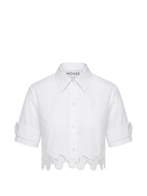 Monse lace-trim cropped short-sleeve shirt White MP260513STP