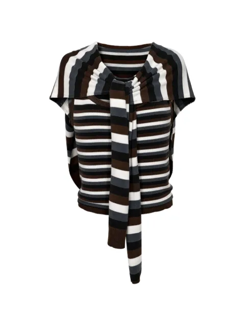 Monse striped detachable-overlay scoop-neck top Brown MP260109VIC