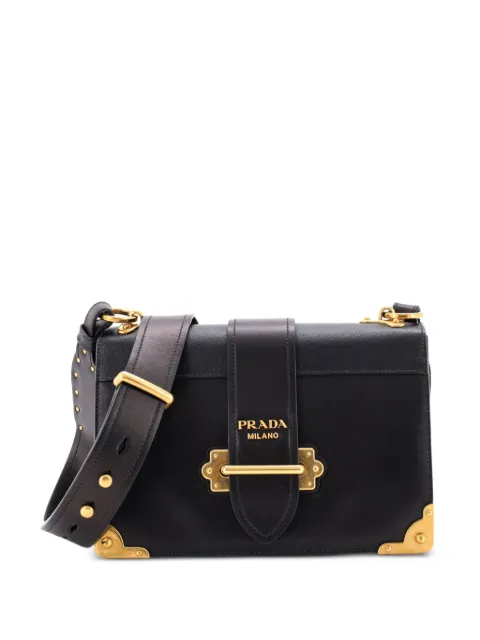 Prada Pre-Owned Cahier Leather and Saffiano Leather Large crossbody bag Black KFN1IXV05G3GSFCT