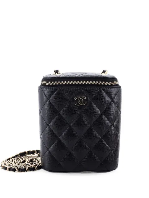 CHANEL Pre-Owned Vertical Classic Vanity Case with Chain Quilted Caviar Small shoulder bag Black ETXVWY3OP0WH8NES