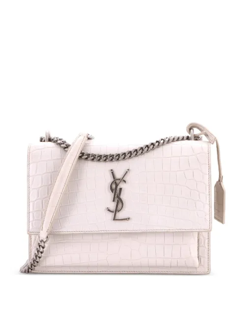 Saint Laurent Pre-Owned Sunset Crocodile Embossed Leather Medium crossbody bag White DSOV0OIEQEMRE37Y